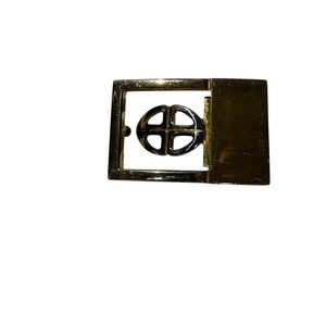 Bosca Belt Buckle Brass Tone Square Made in Italy Vintage Embossed Logo
